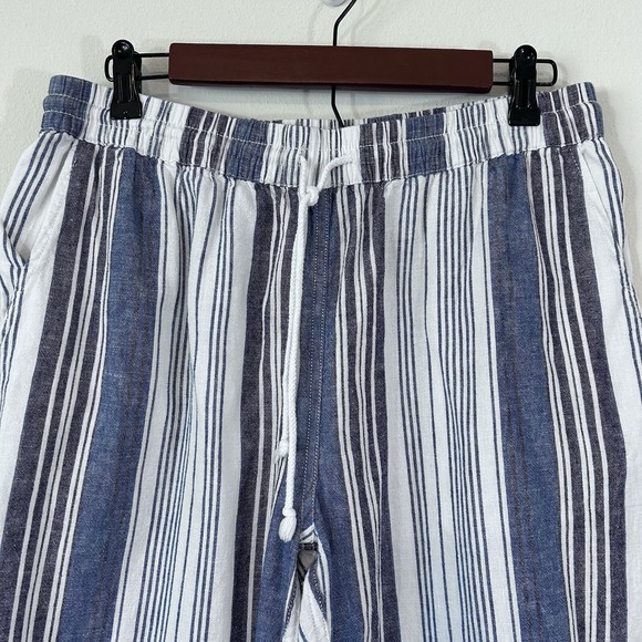 Beach Lunch Lounge Women's Medium Striped Linen Blend Wide Leg Cropped Pants - Picture 3 of 10
